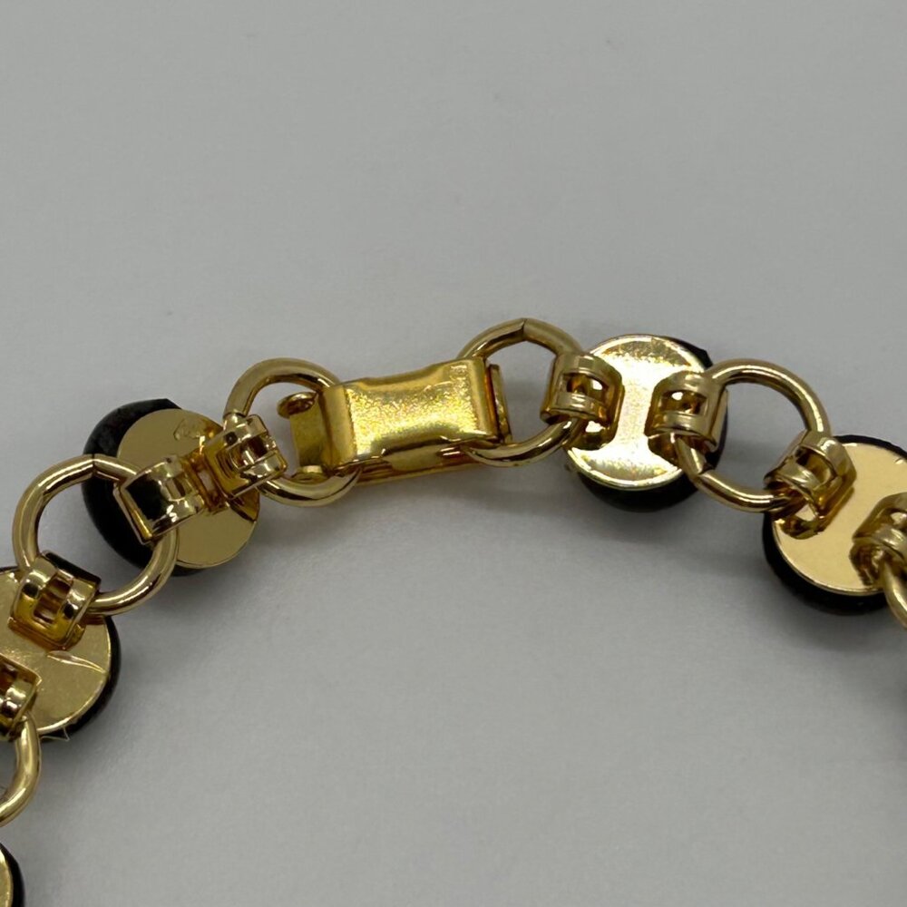 Vintage Gold-Tone Bracelet With Iridescent Dichroic Glass Beads - Picture 11 of 16